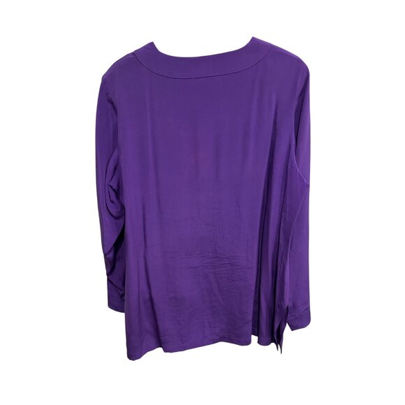 Silk Lore By Beth Terrell Long Sleeve Silk Tunic Top Purple Sz Large Popover - Picture 2 of 10